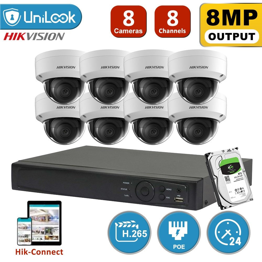 Hikvision CCTV Camera System 4K 8MP IP Camera POE Kit DS-2CD2185FWD-IS